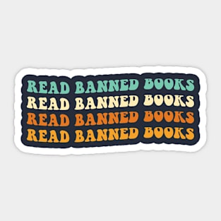 Banned Books Gift Book Lover Gift Retro Groovy Read Banned Books Sticker